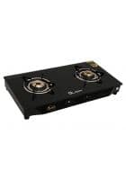 QUBA 2 Burners MS Gas Stove In Black Glass Top (Manual Ignition)