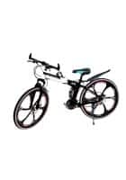 Scorpion Multi Speed Foldable Bike For Unisex, 21 Speed Gears with Dual Disc Brakes And Dual Suspension (Black and White)