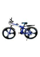 Scorpion Multi Speed Foldable Bike For Unisex, 21 Speed Gears with Dual Disc Brakes And Dual Suspension (Blue White)