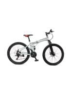 Scorpion Multi Speed Foldable Bike in Spokes For Unisex, 21 Speed Gears with Dual Disc Brakes And Dual Suspension (White)