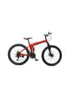 Scorpion Multi Speed Foldable Cycle In Spokes For Unisex, 21 Speed Gears with Dual Disc Brakes And Dual Suspension (Red)