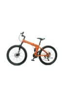 Scorpion Multi Speed Folding Bike In Spokes For Unisex, 21 Speed Gears with Dual Disc Brakes And Dual Suspension (Orange)