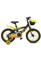 SHELDON Star Kid Cycle for Kids with Basket and Support Wheel (Black and Yellow)