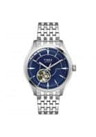 Timex Mens Blue Dial Open-Heart Classic Automatic Watch Analog Watch (Silver)