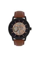 Titan Black Dial Automatic Watch With Tan Strap 90110Nl01