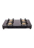 Wonderchef Glory 4 Burner Glass, Toughened Glass, Stainless Steel, Manual Ignition Gas Stove (Black)