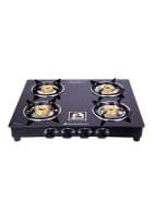 Wonderchef Ultima 4 Burner Glass Manual Gas Stove (Black)