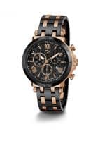 GUESS Quartz Chronograph Black Round Mens Watch Y44007G2Mf (Black+Rose Gold)