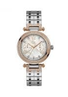 GUESS Quartz Day & Date White Round Womens Watch Y78003L1M (Silver)