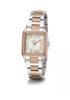 GUESS Quartz Analog White Square Womens Watch Y85002L1Mf (Silver+Rose Gold)