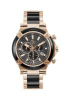 GUESS Quartz Chronograph Black Round Mens Watch Y89002G2Mf (Black+Rose Gold)