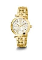 GUESS Quartz Day & Date White Round Womens Watch Y92002L1Mf (Gold)