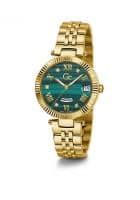 GUESS Quartz Day/Date Green Round Womens Watch Z01006L9Mf (Gold)