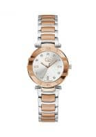 GUESS Quartz Analog White Round Womens Watch Z03001L1Mf (Silver+Rose Gold)