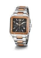 GUESS Quartz Chronograph Black Square Mens Watch Z08001G2Mf (Silver+Rose Gold)