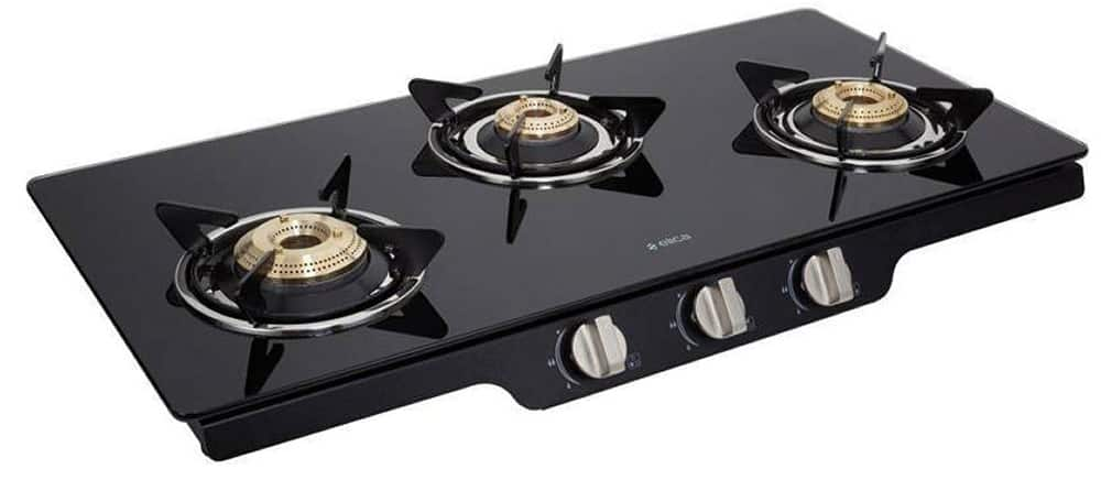 Elica 3 Burners Gas Stove Glass Black (Patio Ict 773 Blk (Spf Series ...