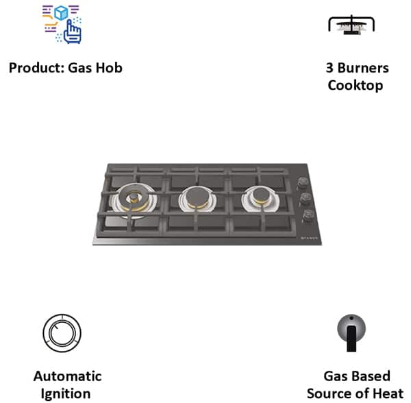 Faber 3 Burners Auto Ignition Gas Hob Glass Black (FPH 903 BK) on EMI ...