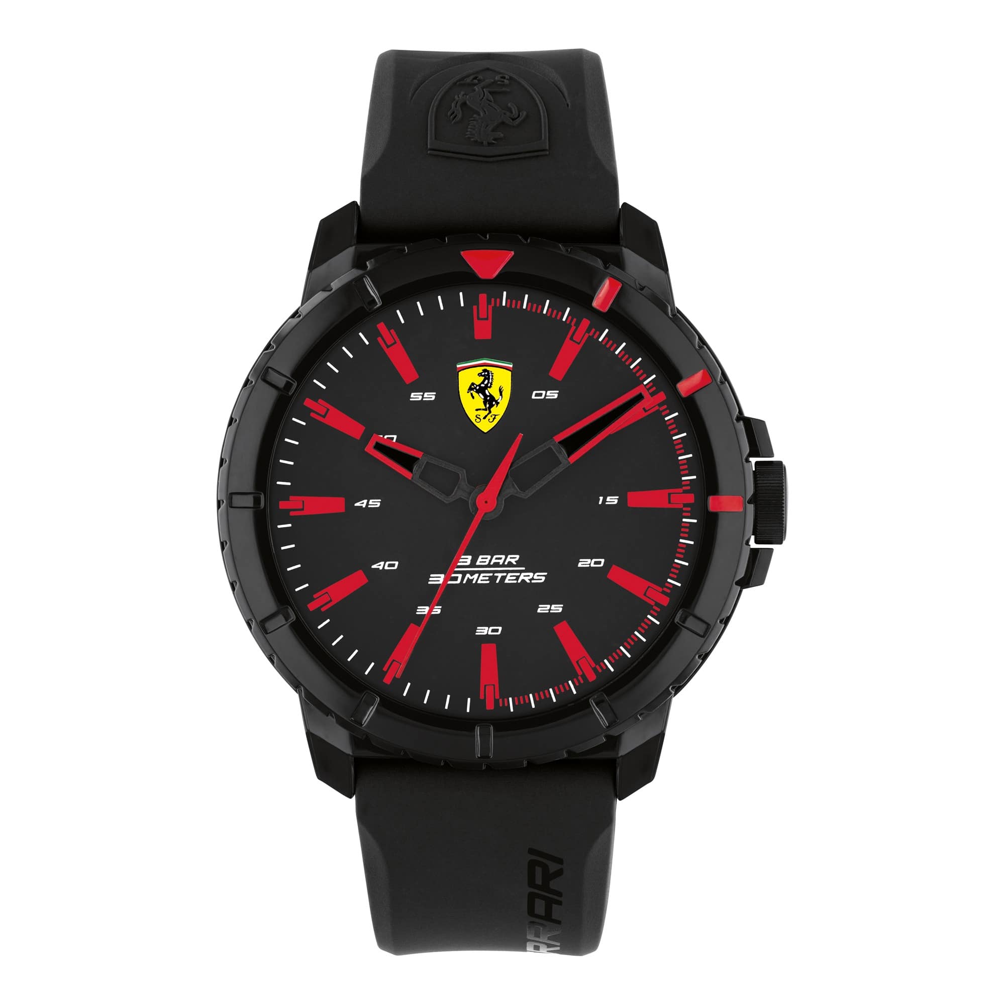 Scuderia Ferrari 0870019 Red Rev Black Dial Black Silicone Band Mens Sport  Watch | eBay