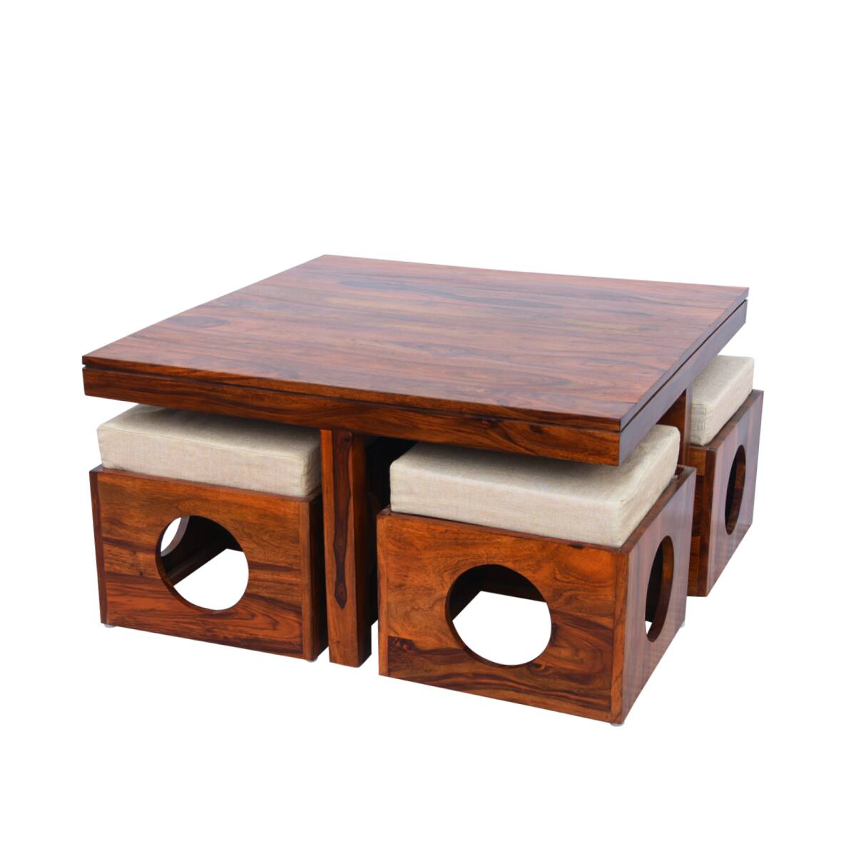 Aaram By Zebrs Furniture Sheesham Wood Square Table on EMI Starting Rs. 999/Month Bajaj Mall