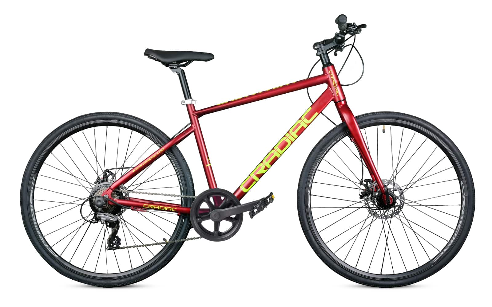 Cradiac Gunner Maroon Rigid Hybrid Bike Shimano 7 Speed Unisex Cycle