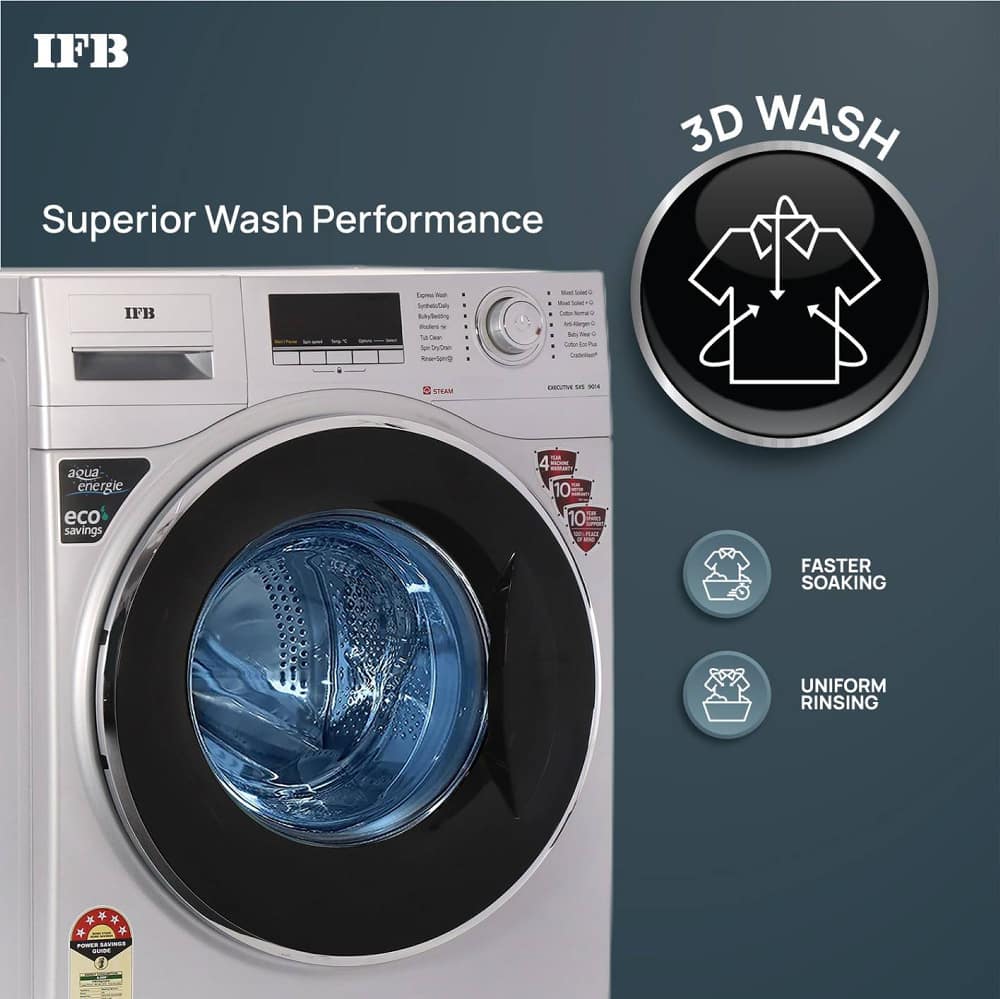 IFB 9 kg Fully Automatic Front Load Washing Machine Silver (EXECUTIVE ...