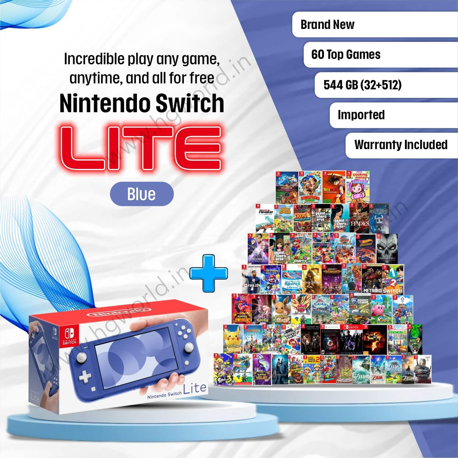 Nintendo Switch Lite 60+ Top Games, (HDH-001) Hand-Held Portable Gaming  Console (Blue) on EMI | Bajaj Mall