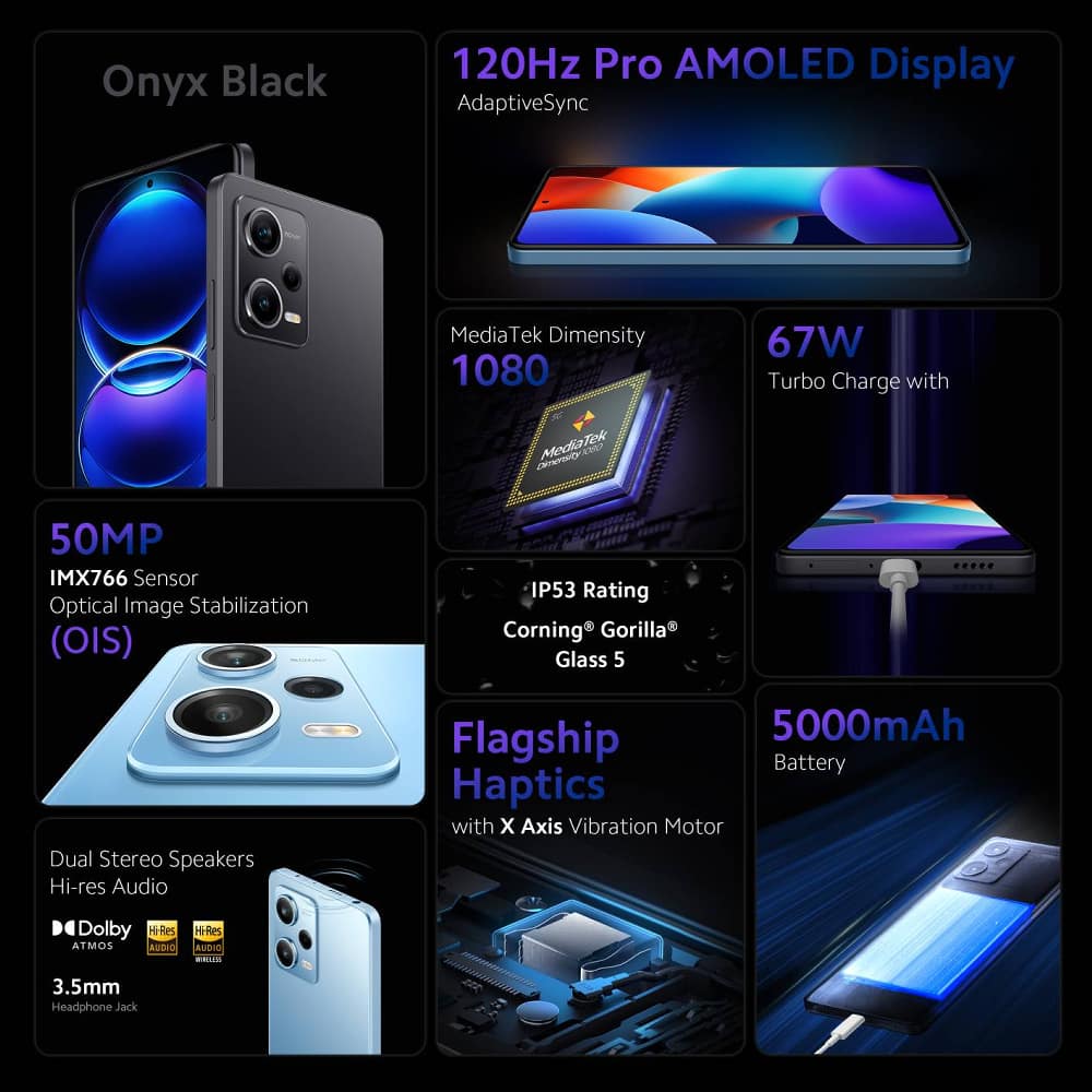 Redmi Note 12 Pro 5G 128 GB Storage Onyx Black (6 GB RAM) on EMI ...
