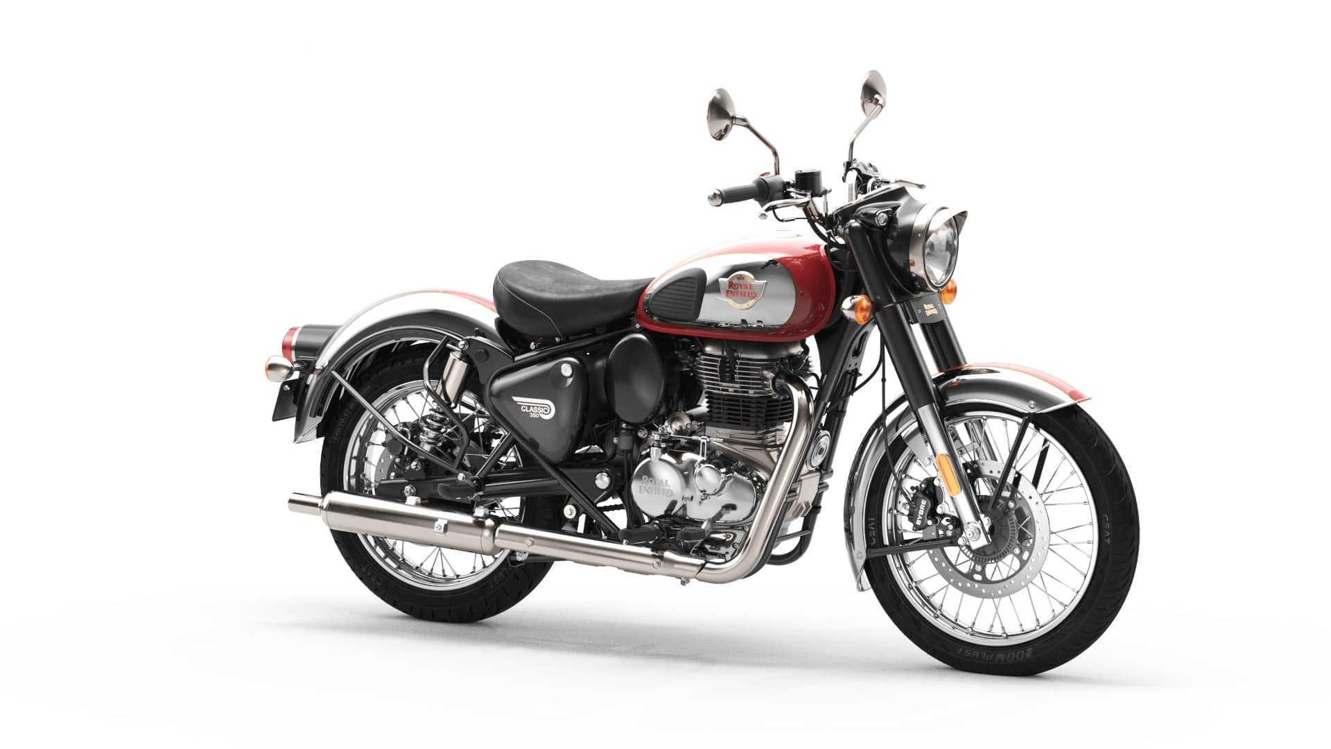 Royal Enfield Classic 350 Chrome Series with Dual Channel (Chrome Red ...