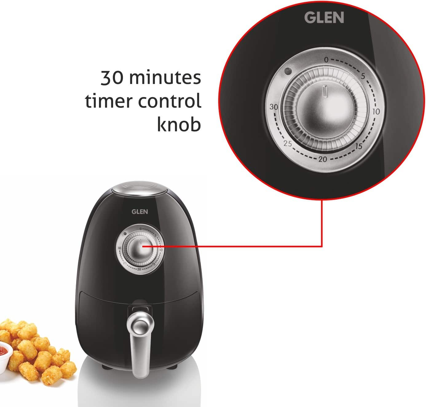 Glen Air Fryer 3045 800 Watt 2 Litre (Black) on EMI Bajaj Mall