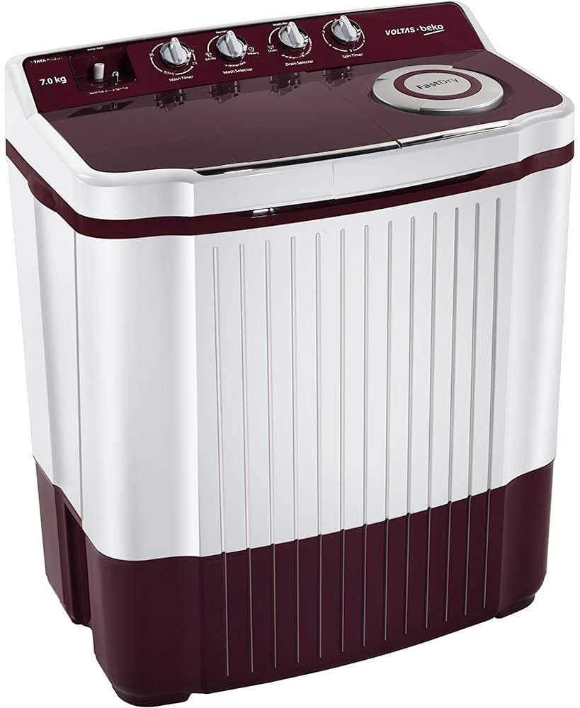 Voltas 7 kg Semi Automatic Top Load Washing Machine Burgundy and White ...