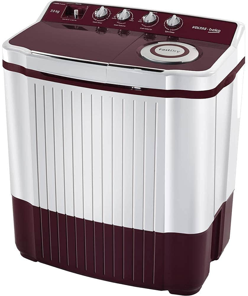 Voltas 7 kg Semi Automatic Top Load Washing Machine Burgundy and White ...